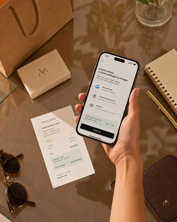 Celular con métodos de pago de Mercantis — Mercado Pago, transferencia y efectivo