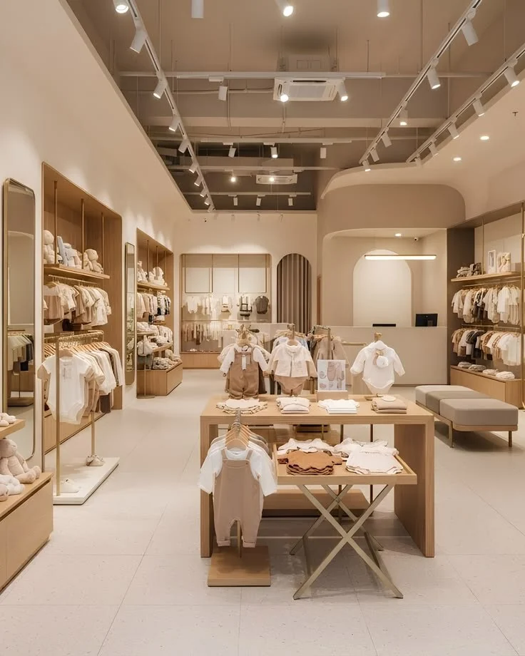 Tienda infantil con ropa, textiles y productos para bebés y niños
