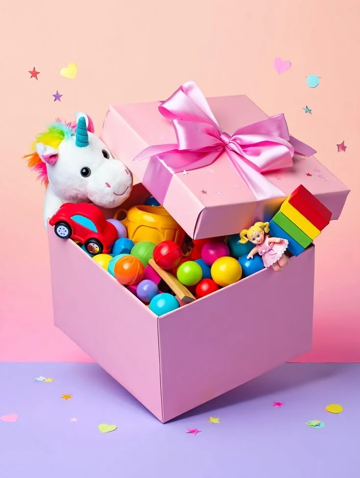 Caja de regalo con variedad de juguetes para elegir